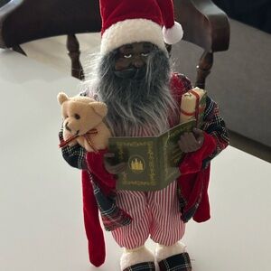 Festive Santa Claus Holiday Figurine with Bear